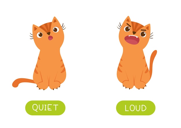 Free Vector Educational Antonyms Word Card With Cats