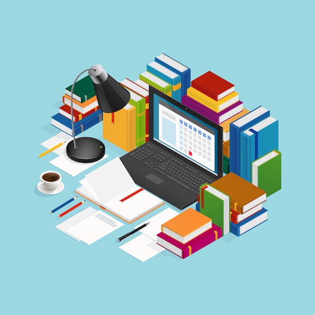 Free Vector | Educational books isometric illustration