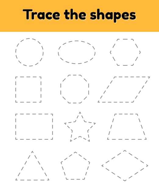 Download Premium Vector Educational Tracing Worksheet For Kids Kindergarten Preschool And School Age Trace The Geometric Shape Dashed Lines