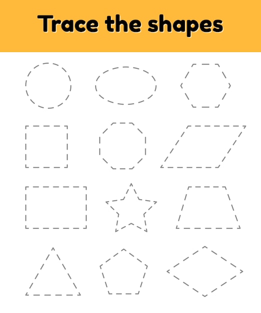 Premium Vector Educational Tracing Worksheet For Kids Kindergarten Preschool And School Age Trace The Geometric Shape Dashed Lines