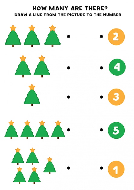Preschool Free Worksheet About Trees And Numbers