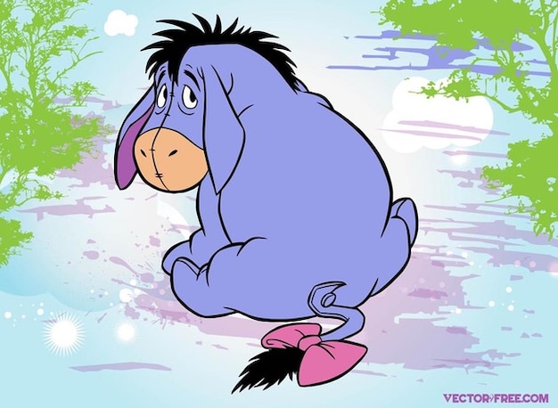 Eeyore character cartoon donkey vector - Stock Image - Everypixel