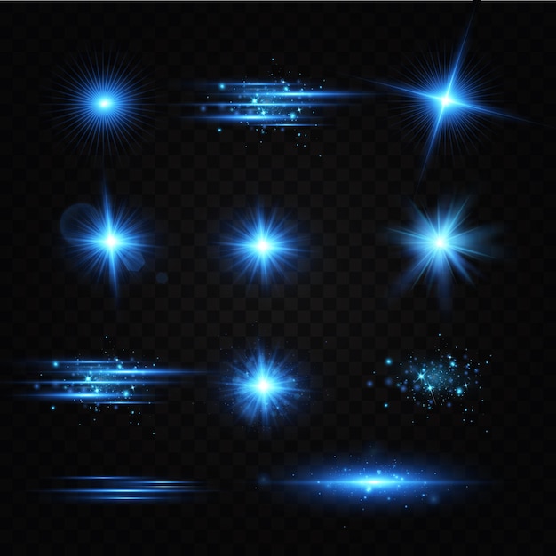 Premium Vector | Effect of bright glow of blue stars light particles