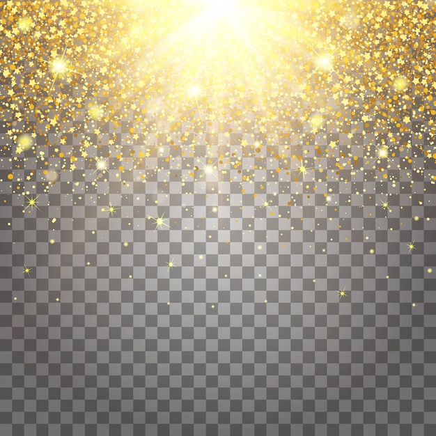 Effect of flying parts gold glitter luxury Premium Vector