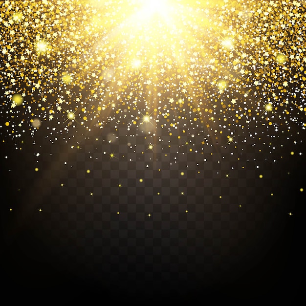 Effect of particles flying on top of the gold luster dust sparks luxury Premium Vector