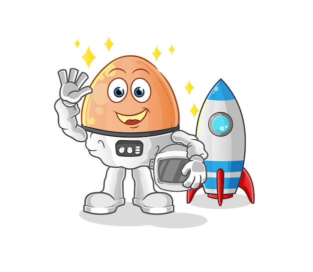 Premium Vector | Egg astronaut waving character cartoon mascot vector