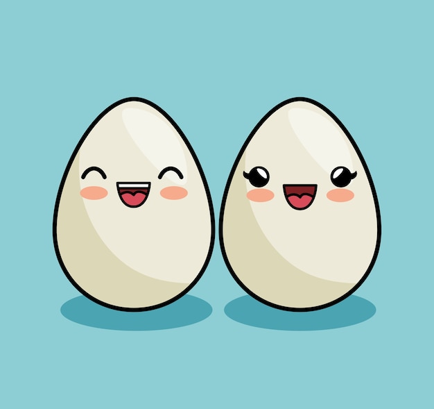 卵キャラクターかわいいスタイルのイラストデ ザイン プレミアムベクター