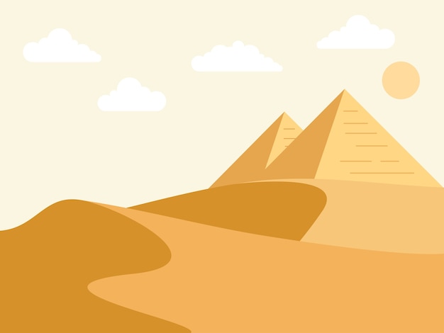 エジプトとピラミッドイラスト プレミアムベクター