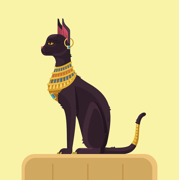 Premium Vector Egypt Cat Flat Illustration