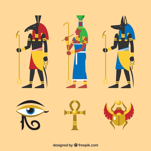 Egypt Gods And Symbols Set Vector Free Download