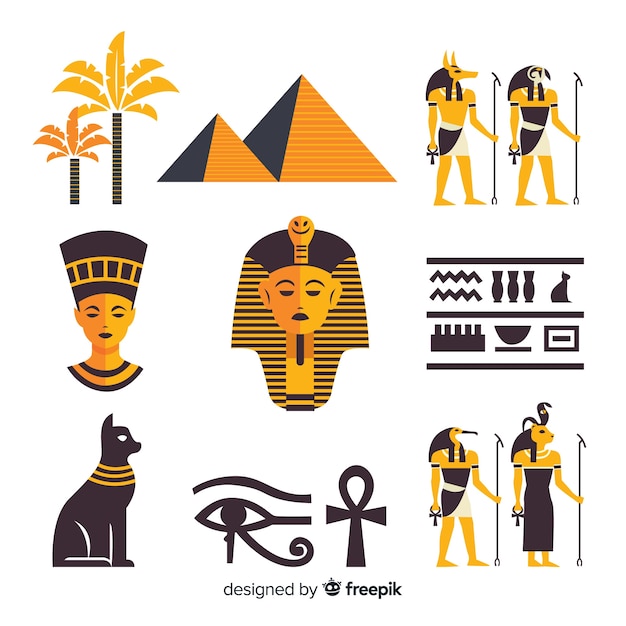 Egypt hieroglyphics and gods element collection Vector | Free Download