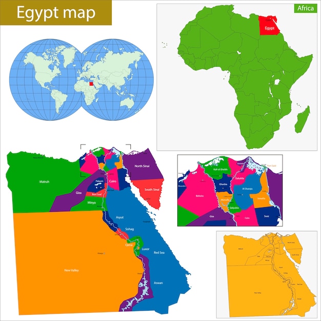 エジプト地図 プレミアムベクター