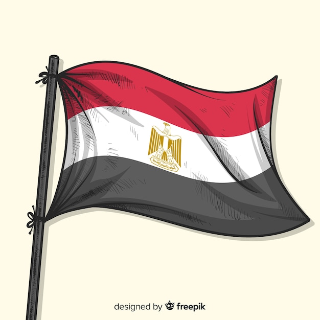 Egypt national flag hand drawn style | Free Vector