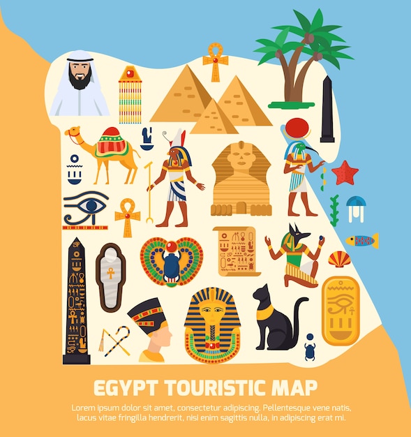 エジプト観光マップ 無料のベクター