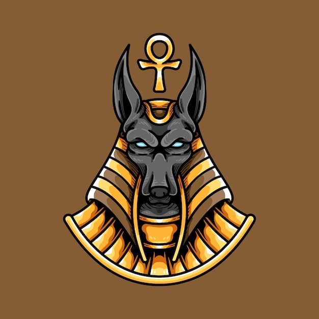 Premium Vector Egyptian Anubis Head And Ankh