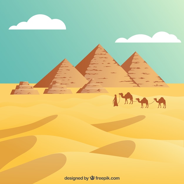 Egyptian desert with the pyramids