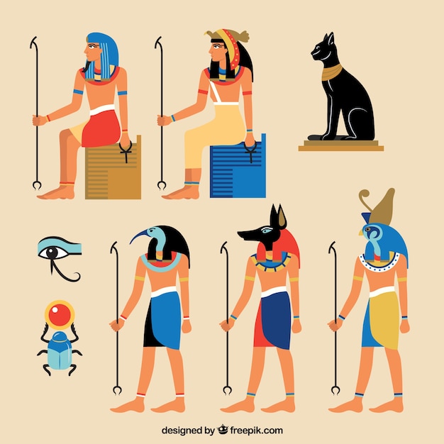 Premium Vector | Egyptian gods and symbols collection with flat design