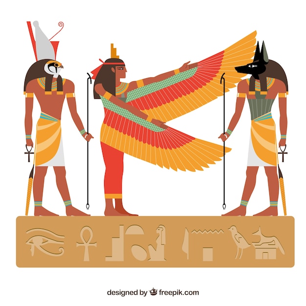 Free Vector | Egyptian gods and symbols collection with flat design