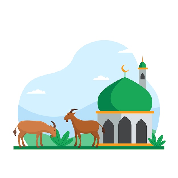 Premium Vector | Eid al adha islamic holiday the sacrifice of livestock ...