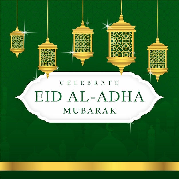 Premium Vector Eid aladha mubarak greeting background illustration,