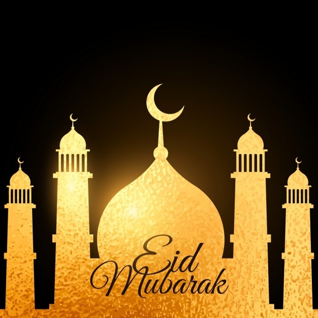 Eid festival background with golden\
mosque