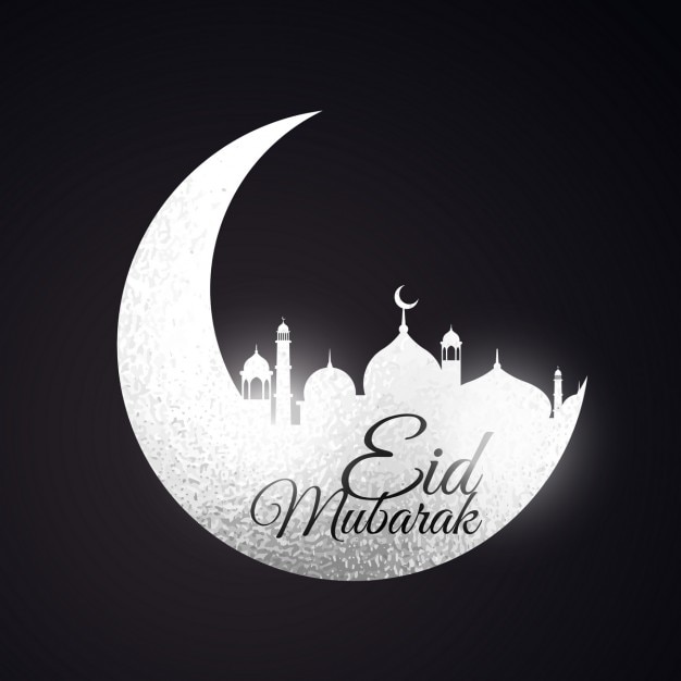 Eid festival background with moon and\
mosque