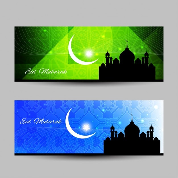 Free Vector | Eid mubarak artistic banners