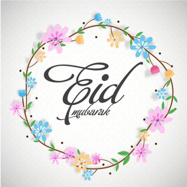 Premium Vector Eid Mubarak Background With Beautiful Floral Wreath