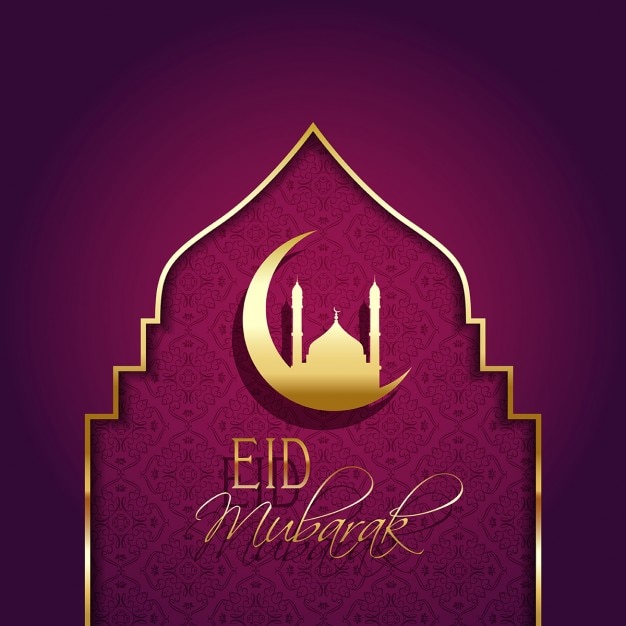 Eid mubarak background with golden\
details