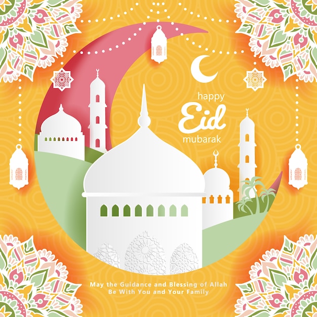 Eid mubarak background Vector Premium Download