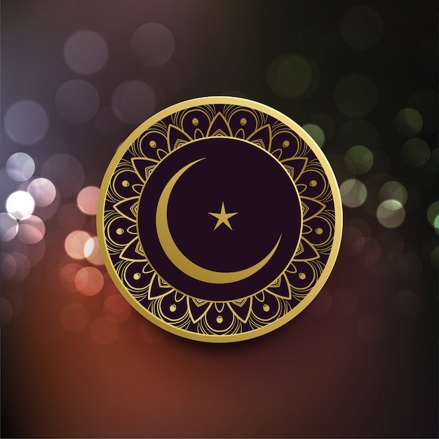 Free Vector | Eid mubarak card with moon and star decoration