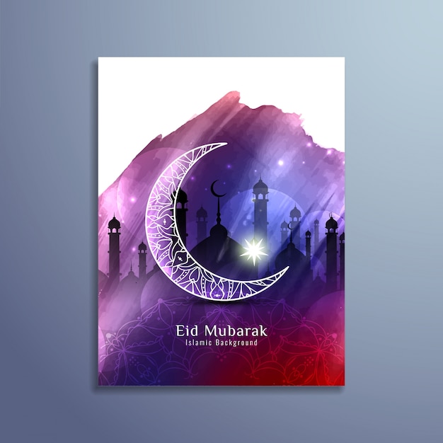 Eid mubarak colorful brochure design Vector  Free Download