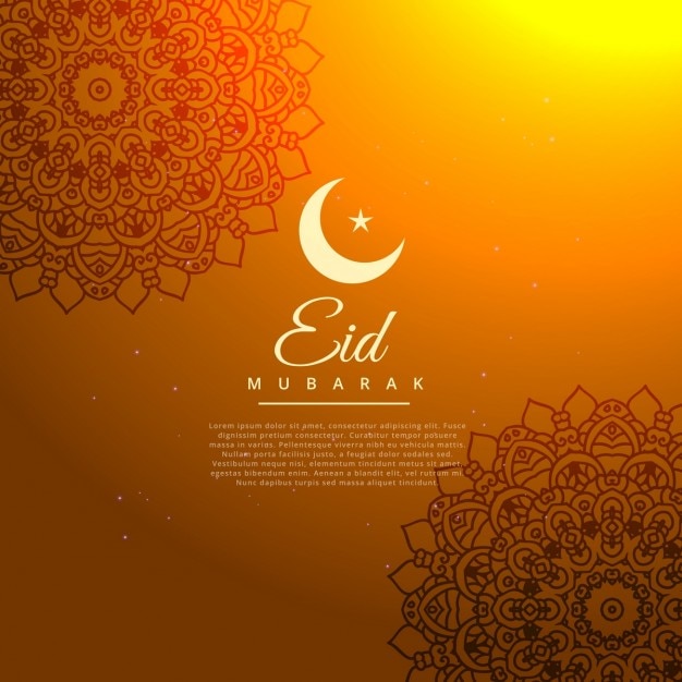 Eid mubarak golden background with crescent\
moon