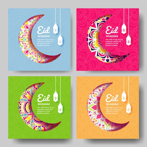 Premium Vector | Eid mubarak greeting card with mandala ornament