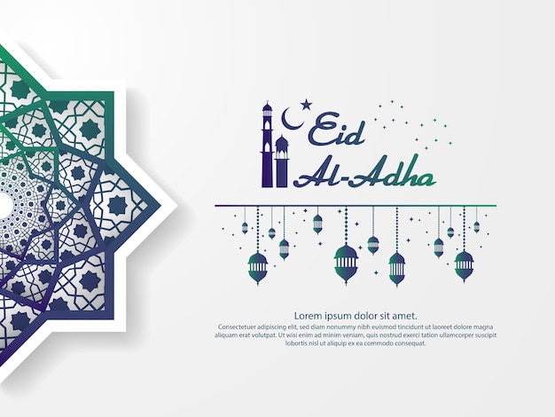 Eid mubarak greeting design with abstract mandala element 