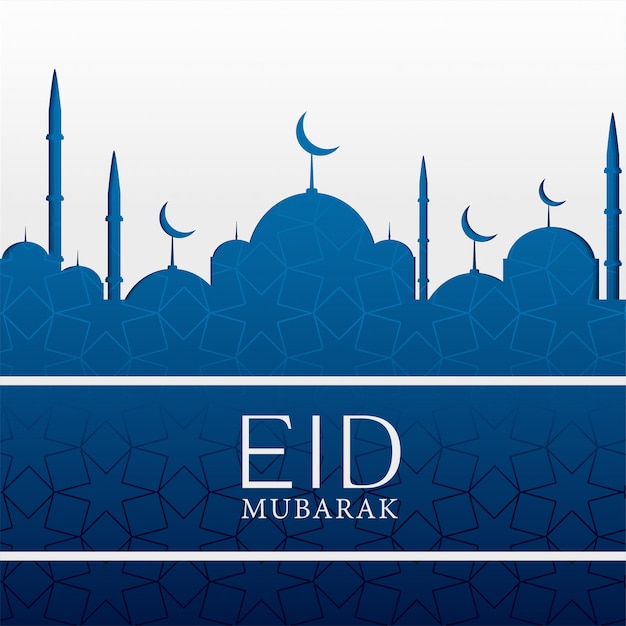 Eid mubarak islamic background with blue\
mosque