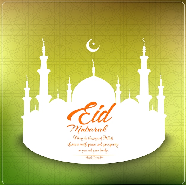 Premium Vector | Eid mubarak islamic greeting card template
