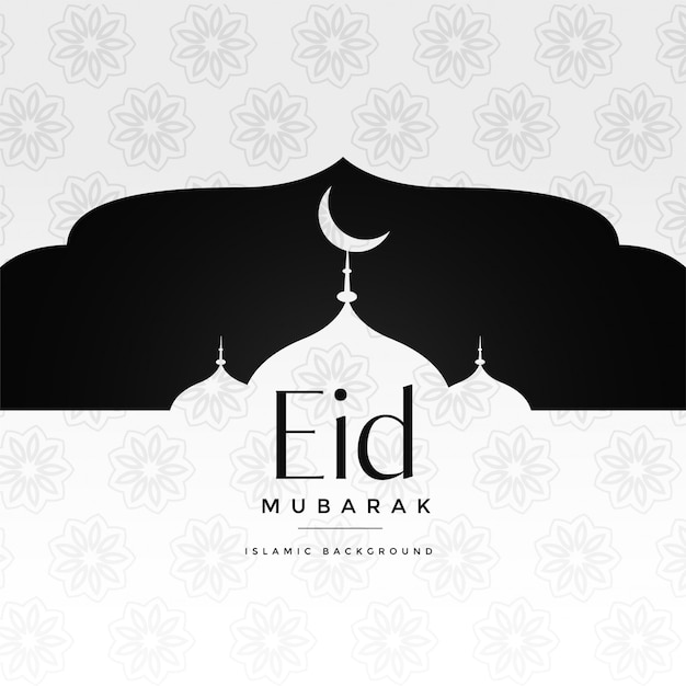 Eid mubarak islamic greeting with mosque
