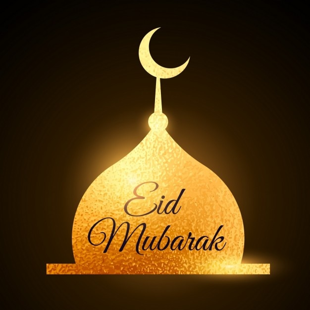Eid mubarak muslims festival with golden\
mosque