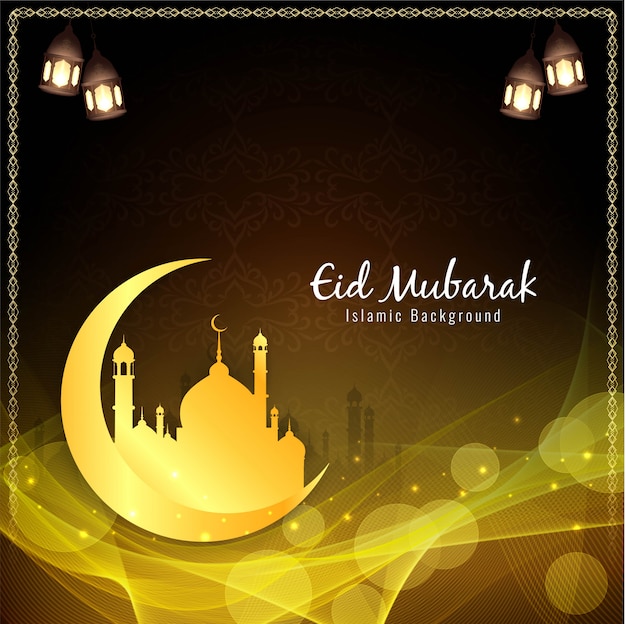 Eid mubarak, religious islamic silhouettes with black background | Free ...