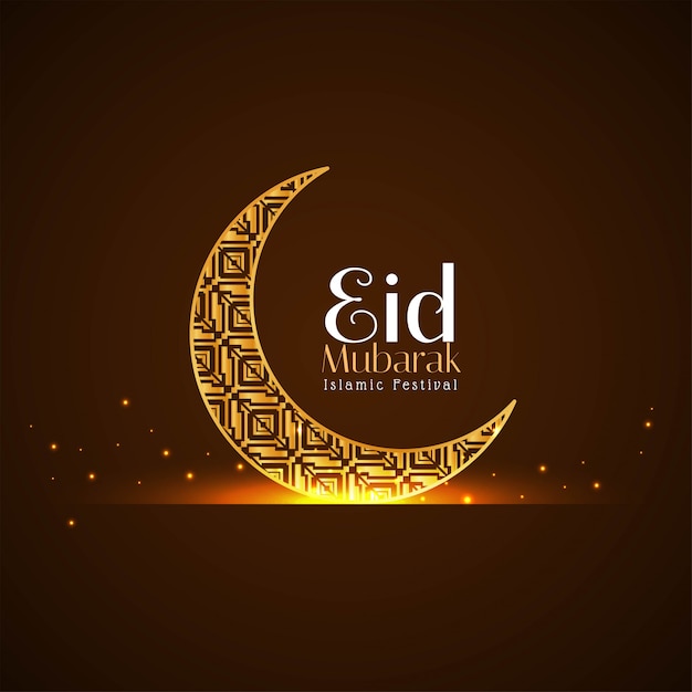 Premium Vector | Eid mubarak religious with golden crescent moon