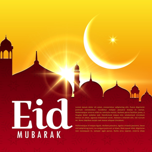  Eid  mubarak  sunset card Vector  Free Download
