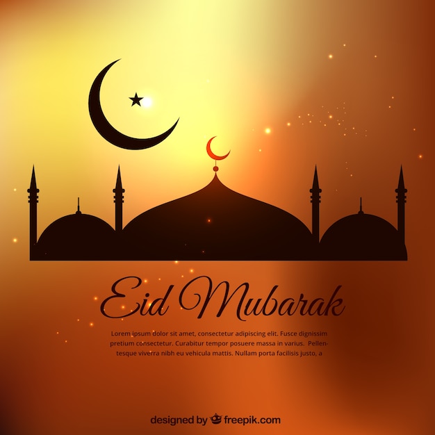 Eid mubarak template in golden tones | Premium Vector