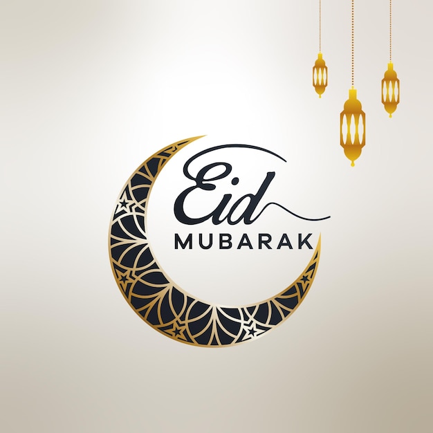 Premium Vector | Eid mubarak typography greetings card soft golden ...