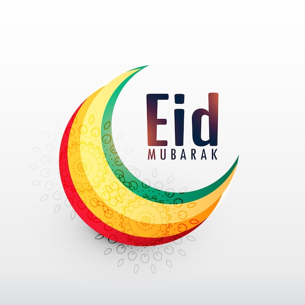 Eid mubarak vector design with colorful\
moon