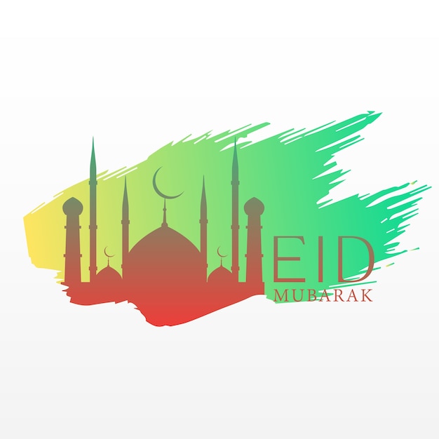 Eid mubarak vector design with green paint\
brushes