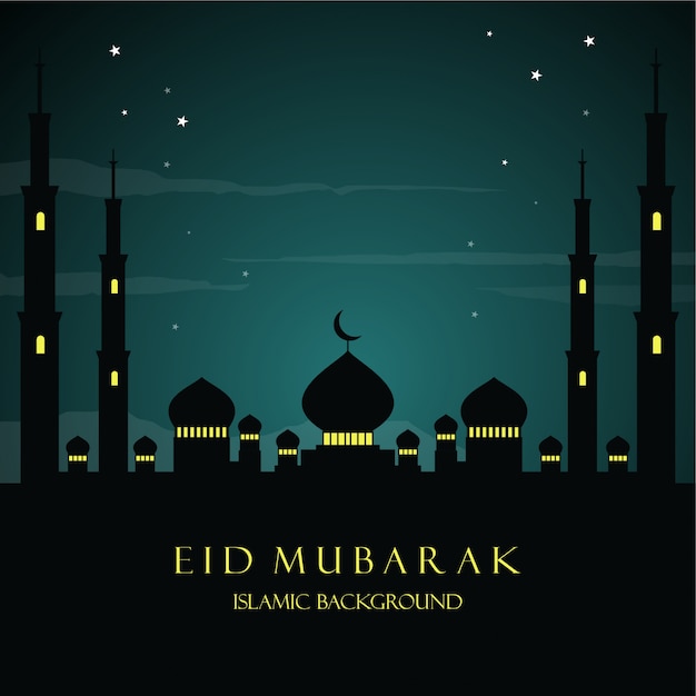 Premium Vector | Eid mubarak with a mosque background