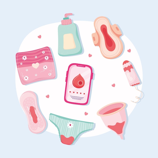 Premium Vector Eight Menstruation Period Icons 0382