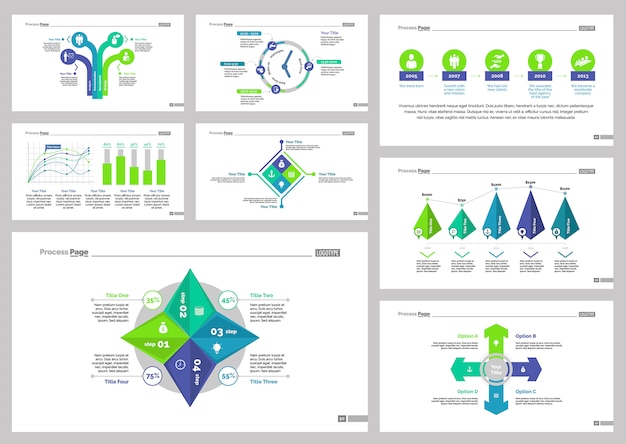 Free Vector | Eight planning slide templates set