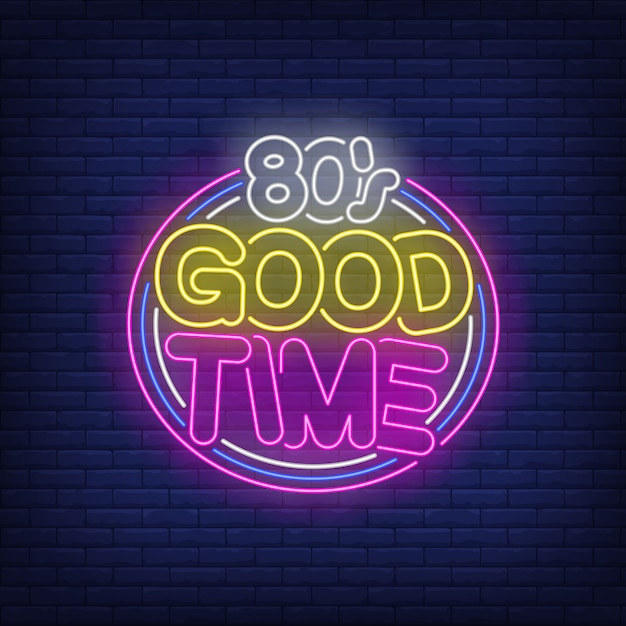 Free Vector | Eighties good time neon lettering